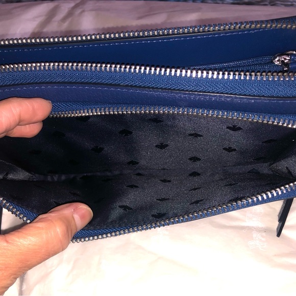 Authentic NWOT KATE SPADE BLUE  CLUTCH LEATHER WRISTLET - Picture 8 of 12